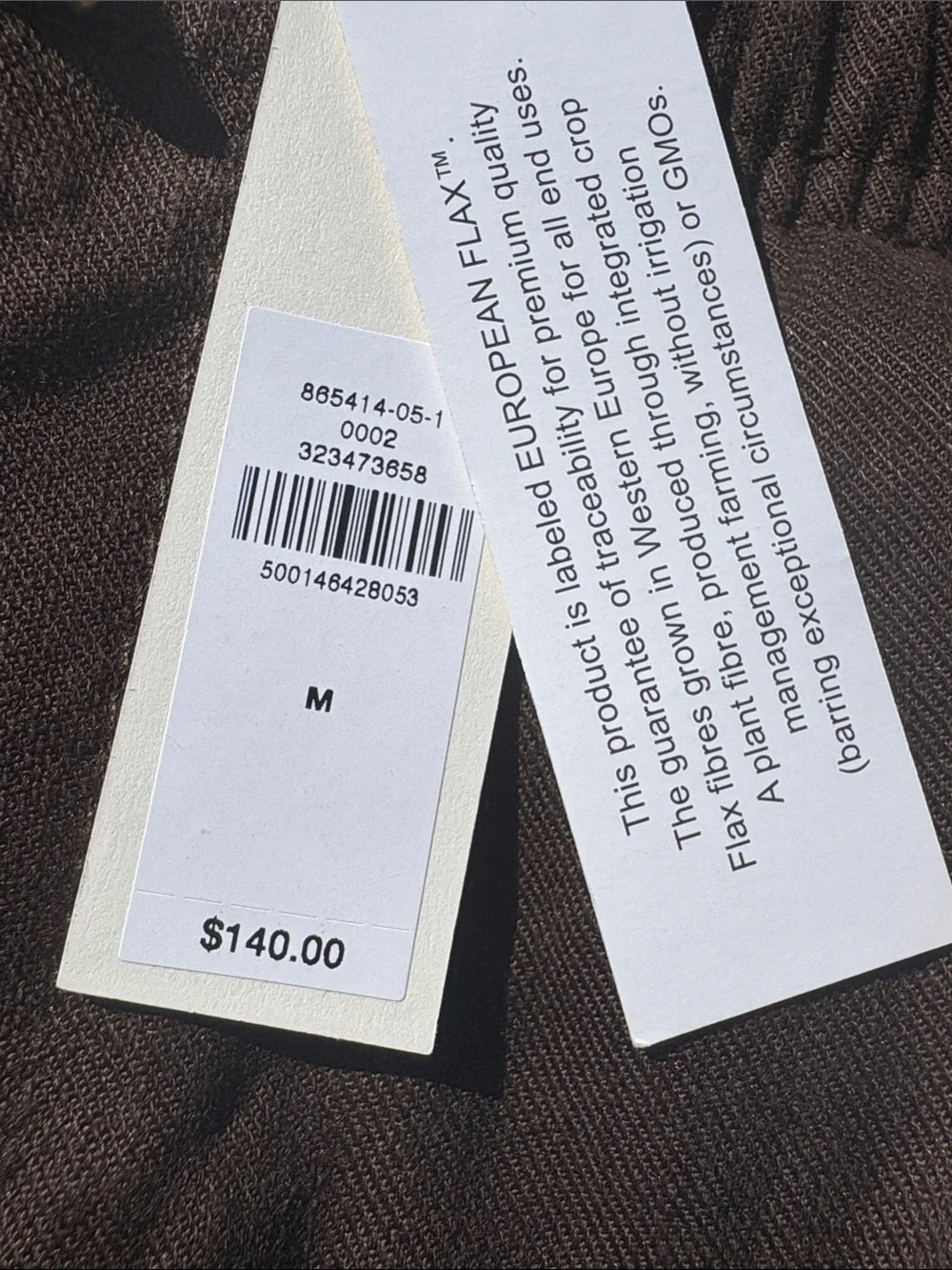NWT Banana Republic Straight Italian Linen Cotton Pull on Brownstone Pant Sz M